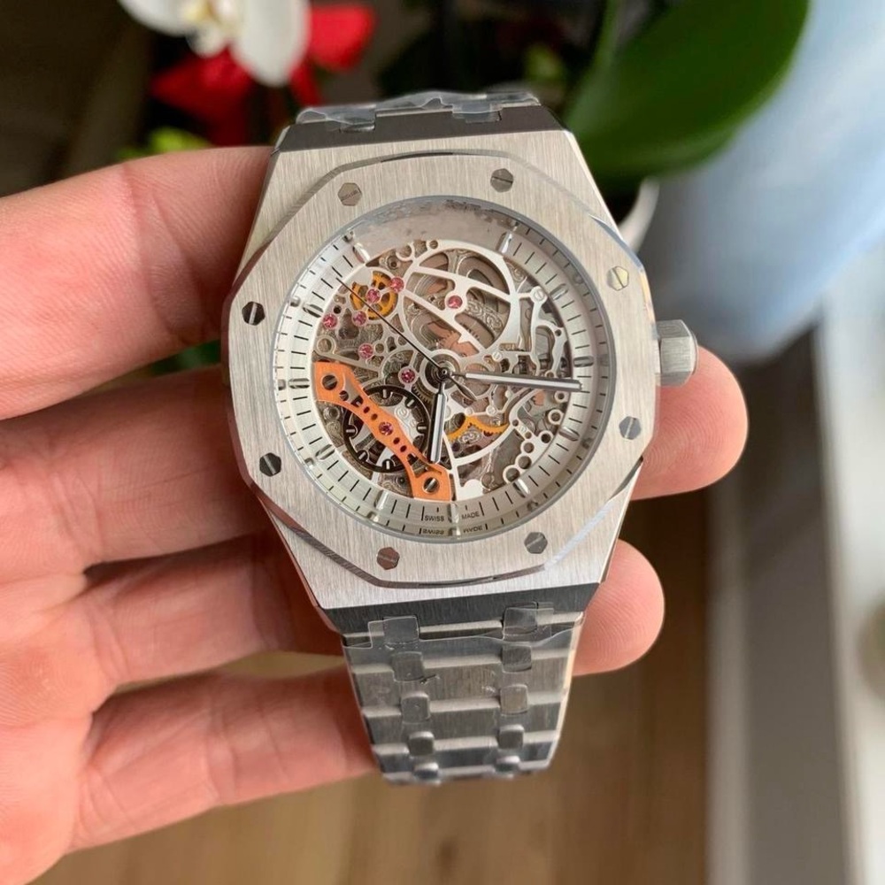 Silver Skeleton Dial Watch Automatic - image 1